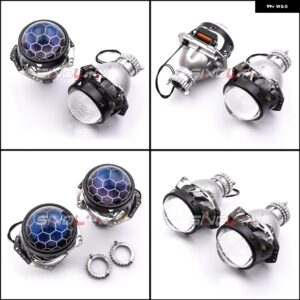 3インチ バイキセノンレンズ H4 ヘッドライト ハニカム HELLA 3R D2S D2H エッチングプロジェクターランプ RGB デビルアイライト カスタム - Honeycomb Lens