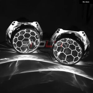 3インチ バイキセノンレンズ H4 ヘッドライト ハニカム HELLA 3R D2S D2H エッチングプロジェクターランプ RGB デビルアイライト カスタム - With White Devil