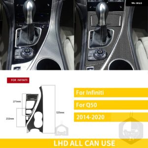 インフィニティ Q50 2014-2020 アクセサリーカーボンインテリア ギアシフターカップホルダーセット トリム ステッカー 装飾 カスタムパーツ - 4 piece-LHD