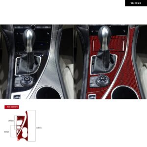 インフィニティ Q50 2014-2020 アクセサリーカーボンインテリア ギアシフターカップホルダーセット トリム ステッカー 装飾 カスタムパーツ - red 4 piece-LHD