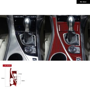 インフィニティ Q50 2014-2020 アクセサリーカーボンインテリア ギアシフターカップホルダーセット トリム ステッカー 装飾 カスタムパーツ - red 4 piece-RHD