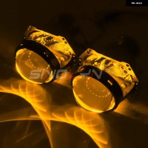 D1S D2S D3S D4S レンズ HELLA 3R バイキセノンプロジェクターライト ヘッドライト 3インチ RGB デビルアイライト カーアクセサリー カスタ - With Yellow Devil