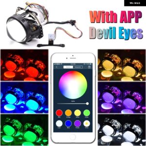 D1S D2S D3S D4S レンズ HELLA 3R バイキセノンプロジェクターライト ヘッドライト 3インチ RGB デビルアイライト カーアクセサリー カスタ - With RGB Devil