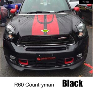 ミニ F55 F56 R60 車グリル エアアウトレットシェルストライプトリム カバー ステッカー フロントグリル ABS 装飾自動 カスタムパーツ アク - Countryman Black