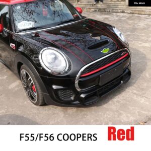 ミニ F55 F56 R60 車グリル エアアウトレットシェルストライプトリム カバー ステッカー フロントグリル ABS 装飾自動 カスタムパーツ アク - Cooper S Red