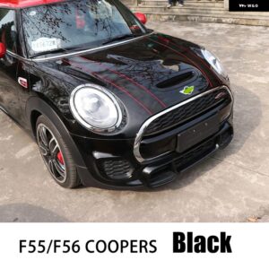 ミニ F55 F56 R60 車グリル エアアウトレットシェルストライプトリム カバー ステッカー フロントグリル ABS 装飾自動 カスタムパーツ アク - Cooper S Black