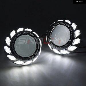 3インチ バイキセノンプロジェクタースパイラルエンジェルアイ DRL HID スーパーレンズヘッドライト レンズライト ヘッドランプ カーアクセ - Only White