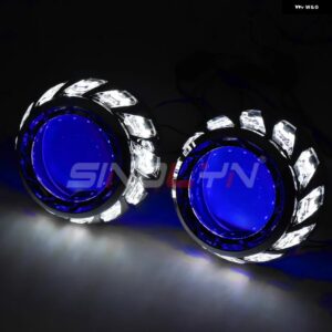 3インチ バイキセノンプロジェクタースパイラルエンジェルアイ DRL HID スーパーレンズヘッドライト レンズライト ヘッドランプ カーアクセ - White Blue
