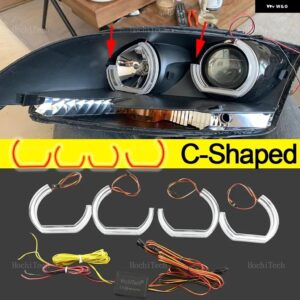 シーケンシャルアプリ リモコンスタイル マルチカラーモード エンジェルアイズ リング LED ウインカー AUDI TT MK2 2006-2014 カスタムパー - 4xC Shaped