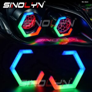 六角 RGB ダイナミック 回転エンジェルアイズ コットン LED シーケンシャル流れる多色車ハローリングアプリ制御 70/80/86/90MM カスタムパ - 70mm x 2pcs