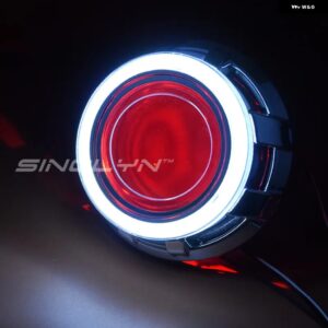 3.0インチ バイキセノンレンズエンジェルアイ H7 H4 ヘッドライト H1 HID プロジェクターレンズカーライト スタイリングカーアクセサリーチ - White Red