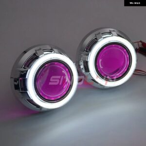 3インチ バイキセノンプロジェクターレンズ H7 H4 ヘッドライト LED エンジェルアイ DRL オートライト H1 HID スーパーレンズカーアクセサリ - With Purple Devil