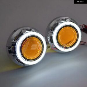 3インチ バイキセノンプロジェクターレンズ H7 H4 ヘッドライト LED エンジェルアイ DRL オートライト H1 HID スーパーレンズカーアクセサリ - With Yellow Devil