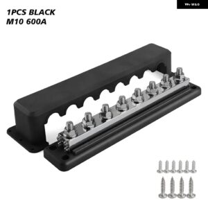 M10 端子台マイナスバス 24V 600A 端子台 3/8インチ 配電ブロック M10 TERMIANL バス自動車ボート カスタムパーツ アクセサリー 交換用部品 - M10-Black