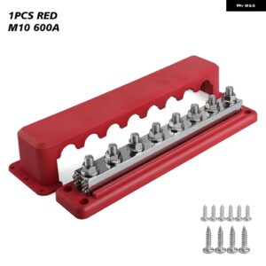 M10 端子台マイナスバス 24V 600A 端子台 3/8インチ 配電ブロック M10 TERMIANL バス自動車ボート カスタムパーツ アクセサリー 交換用部品 - M10-Red