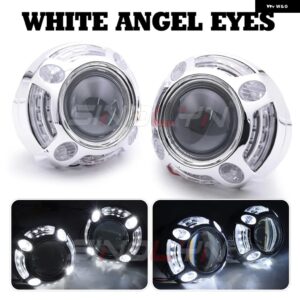 3インチ バイキセノンレンズ白黄 4 エンジェルアイズ H1 LED HID プロジェクターレンズヘッドライト H7 H4 自動車ライト カーアクセサリー