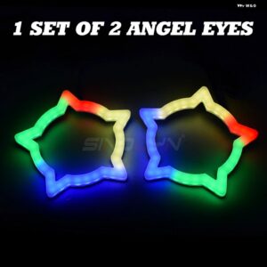 ペンタグラム RGB LED エンジェルアイズ ダイナミック スタティックウィンカーライト ヘッドライト ハローリング BLUETOOTH 互換 APP コント - 2 pieces