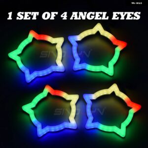 ペンタグラム RGB LED エンジェルアイズ ダイナミック スタティックウィンカーライト ヘッドライト ハローリング BLUETOOTH 互換 APP コント - 4 pieces