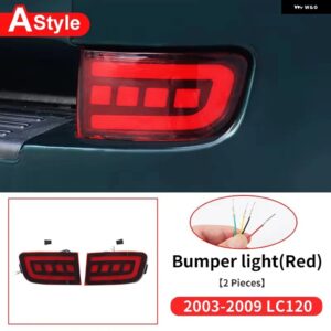2003-2009 ランドクルーザー プラド 120 ストップランプ テールライト リアフォグライト アセンブリアクセサリー LC120 バンパー ライト カ - A Style Red