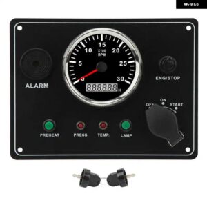 マリン計器パネル 多機能 3000RPM エンジン スピードメーター 低油圧水温警報 RV ヨットボート カスタムパーツ アクセサリー 交換用部品 互 - 12V