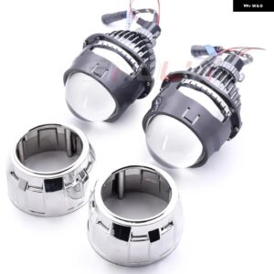2.5インチ BI LED プロジェクターレンズ H7 H4 9005 9006 ヘッドライト LED 車ライト エンジェルアイダイオードヘッドランプ レンズアップグ - With Silver Shrouds