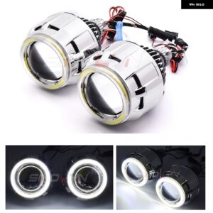2.5インチ BI LED プロジェクターレンズ H7 H4 9005 9006 ヘッドライト LED 車ライト エンジェルアイダイオードヘッドランプ レンズアップグ - With LED Shrouds