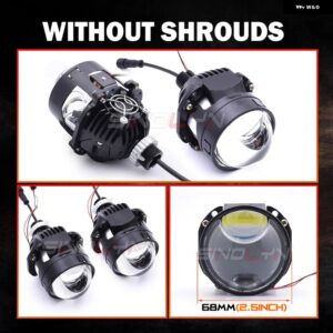 85ワット 2.5インチ BI LED プロジェクター H7 LED H4 9005 9006 エンジェルアイズ 双曲面レンズヘッドライト 12000LM 車ライト カーアクセ - Without Shrouds