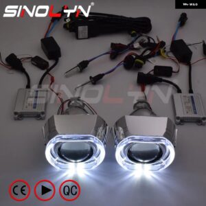 LED エンジェルデビルアイレンズフルキット H4 H7 ヘッドライト レンズ 2.5 HID バイキセノンプロジェクターレンズライト アクセサリーチュ - White Angel 4300K