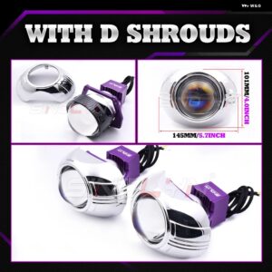 3インチ 19000LM ブルー BI LED レンズライト エンジェルアイズ ヘッドライト プロジェクター HELLA 3R LED ライト カーアクセサリー カス - With D Shrouds