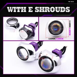 3インチ 19000LM ブルー BI LED レンズライト エンジェルアイズ ヘッドライト プロジェクター HELLA 3R LED ライト カーアクセサリー カス - With E Shrouds