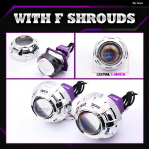 3インチ 19000LM ブルー BI LED レンズライト エンジェルアイズ ヘッドライト プロジェクター HELLA 3R LED ライト カーアクセサリー カス - With F Shrouds
