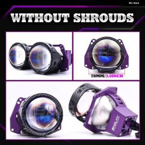 3インチ 19000LM ブルー BI LED レンズライト エンジェルアイズ ヘッドライト プロジェクター HELLA 3R LED ライト カーアクセサリー カス - Without Shrouds