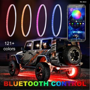 4個 ハブライト ホイール LED 車アクセサリー RGB ソーラータイヤカラフルなアンビエントランプ ブレーキ ランプ APP/リモコン付き カスタ - 14inch