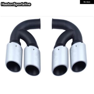カイエン V6 V8 リア排気ヒントマフラーパイプカースタイリング 2011-14 カスタムパーツ アクセサリー 交換用部品 互換品 - Silver V8 short