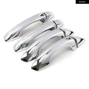 VW ゴルフ 7 MK7 MK7.5 2014-2019 ステッカー カーボンクロームブラック外装ドア ハンドル モールドカバー トリム - Smart Silver