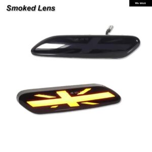 ミニクーパー R60 カントリーマン R61 ペースマン 2011-2016 シーケンシャル アンバーユニオンジャック LED フロントサイド マーカー ライト - Smoked Lens