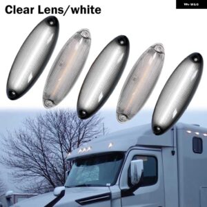 2008 年以降のフレイトライナー カスカディア セミ トラック 用 5個 アンバー/ホワイト LED フロント レイズド キャブ 屋上クリアランス マーカー ライト - Clear lens white