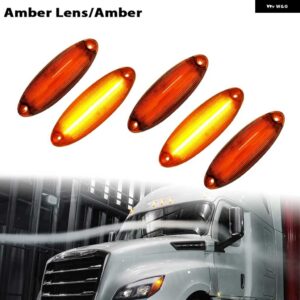 2008 年以降のフレイトライナー カスカディア セミ トラック 用 5個 アンバー/ホワイト LED フロント レイズド キャブ 屋上クリアランス マーカー ライト - Amber Lens Amber