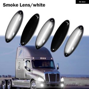 2008 年以降のフレイトライナー カスカディア セミ トラック 用 5個 アンバー/ホワイト LED フロント レイズド キャブ 屋上クリアランス マーカー ライト - Smoked Lens White