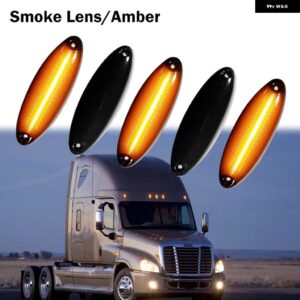 2008 年以降のフレイトライナー カスカディア セミ トラック 用 5個 アンバー/ホワイト LED フロント レイズド キャブ 屋上クリアランス マーカー ライト - Smoked Lens Amber