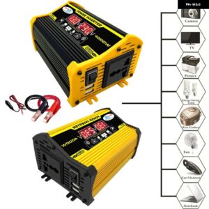 4000ワット 12 220 V / 110 V LED ディスプレイ電源インバーターコンバータアダプタデュアル USB 電圧変圧器正弦波車 AC - Black DC12V-AC110V