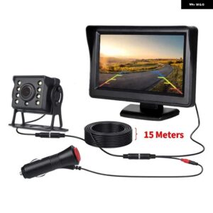 リアビューカメラ トラック パーキング用モニター付き 24V ナイトビジョン 防水 カメラ 5インチ HD スクリーン付き 取り付け簡単 - 15 Meters
