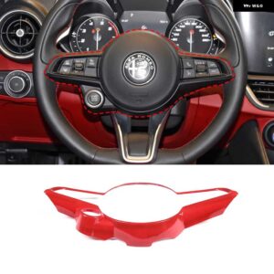 ABS カーボンステアリング ホイールボタン フレーム トリムカバー アルファジュリア STELVIO 2020 2021 2022 インテリア - red