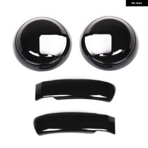 ABS カーボン車内ドア ハンドル 装飾カバー ステッカー トリム フィアット 500 アバルト 595 2010-2024 自動 - black