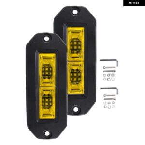 2個 フラッシュ マウント LED ワークライトフラッドビーム運転 LED ポッド電球 フォグランプ オフロード LADA 4X4 ピックアップ トラック 4WD - Lens Yellow Light