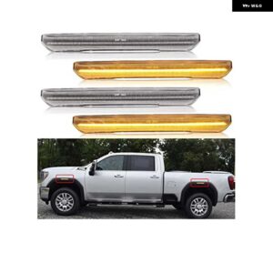 4個 車 LED フロントリア バンパー サイド マーカー ライトスモークレンズ アンバーレッド GMC シエラ 2500 3500HD 2020-23 - Clear Amber