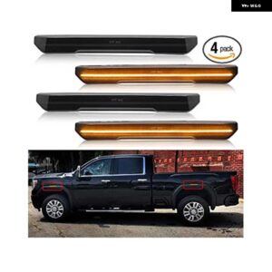 4個 車 LED フロントリア バンパー サイド マーカー ライトスモークレンズ アンバーレッド GMC シエラ 2500 3500HD 2020-23 - Smoked Amber