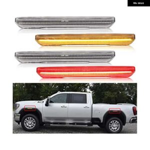 4個 車 LED フロントリア バンパー サイド マーカー ライトスモークレンズ アンバーレッド GMC シエラ 2500 3500HD 2020-23 - Clear Amber Red