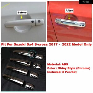 スズキ クローム外装 ドアハンドル フロントリア フォグランプ アイブロウウィンドウ ワイパーカバー トリム SX4 S-クロス 2014 - 2 - Fit 2017-2022 Only
