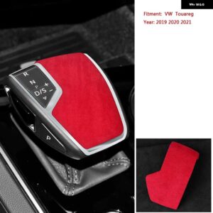 VW トゥアレグ 2019-22 ギアレバースティックシフトノブ カバー シェル ALCAN タラスエード車トリム - red